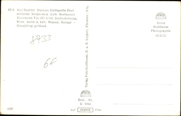 Postcard Bad Bocklet in Lower Franconia, spa pension
