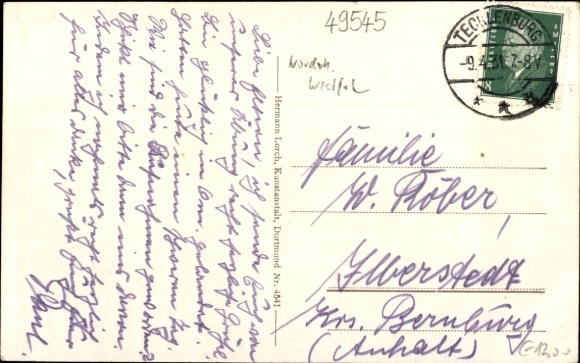 Postcard Tecklenburg in Westphalia, castle gate, Wierturm, witch's kitchen, Bismarck tower, heathen temple