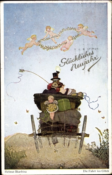 Artist PC Skarbina, Helmut, Happy New Year, The Journey to Happiness, Carriage, Angel
