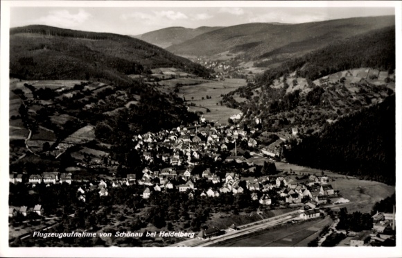 Postcard Schönau near Heidelberg Odenwald, aerial photograph