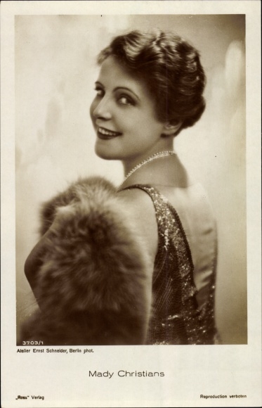 Postcard actress Mady Christians, portrait, fur