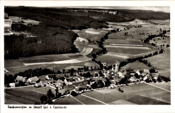 Postcard Reichenhofen Leutkirch im Allgäu Württemberg, aerial photograph, Zeil Castle
