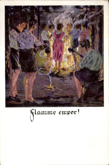 Künstler Ak Amtsberg, Otto, Flamme empor, Turnen, DT, Deutsche Turnerschaft