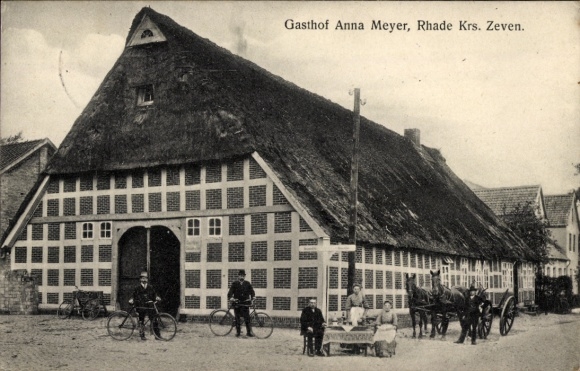 Postcard Rhade in Lower Saxony, guesthouse, cyclist