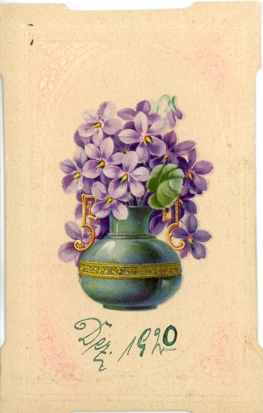Embossed PC violets in a vase