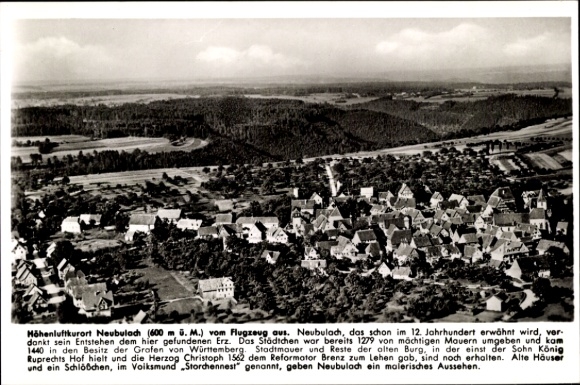 Postcard Neubulach in the Black Forest, aerial photograph