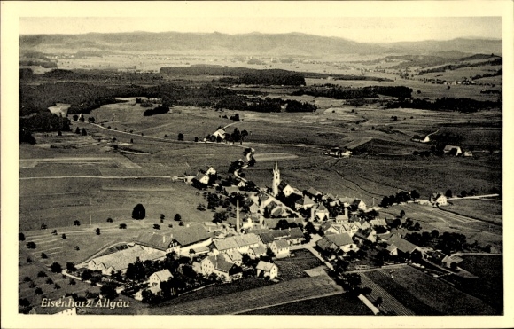 Postcard Eisenharz Argenbühl in Allgäu, aerial photograph