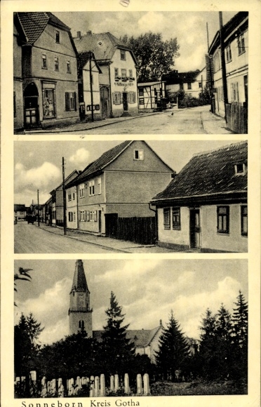 Ak Sonneborn in Thüringen, Straßenansichten, Kirche