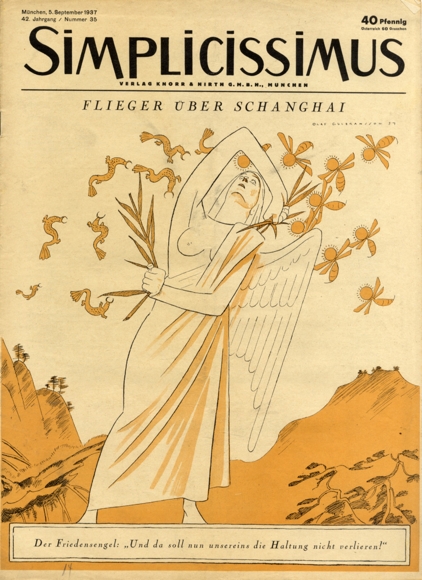 Simplicissimus Issue 35 September 1937 Caricature flyer about Shanghai O. Gulbransson Verlag Hirth