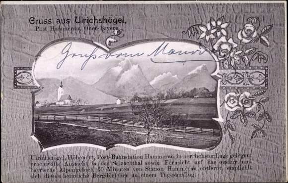 Passepartout PC Ulrichshögel Ainring in Berchtesgadener Land Upper Bavaria, panorama of the place
