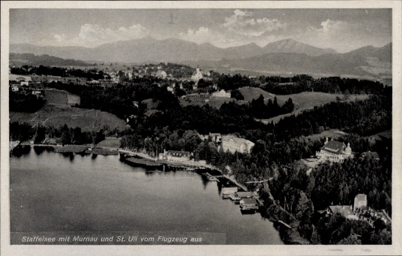Postcard Murnau am Staffelsee, aerial photograph