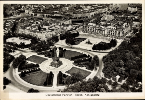Photo Berlin Tiergarten, Zeppelin aerial photo, Germany rides, Königsplatz, Reichstag