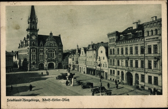 Ak Frýdlant v Čechách Friedland in Böhmen Reg Reichenberg, Adolf Hitler Platz