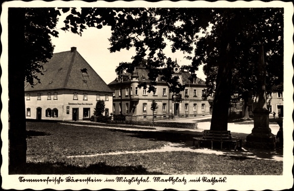 Postcard Bärenstein Altenberg Erzgebirge, market square, town hall