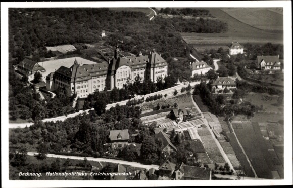 Postcard Backnang in Württemberg, aerial photograph, National Political Education Institute, Napola