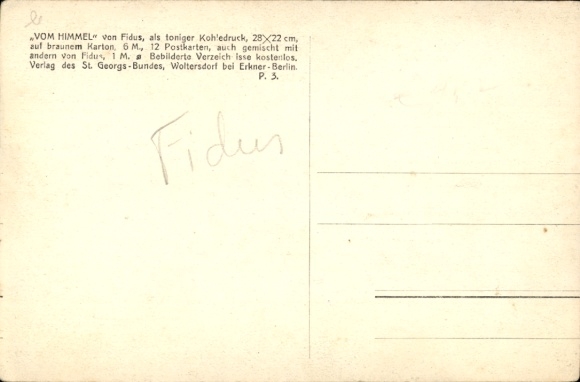 Art Nouveau artist Postcard Fidus, From Heaven, No. 3