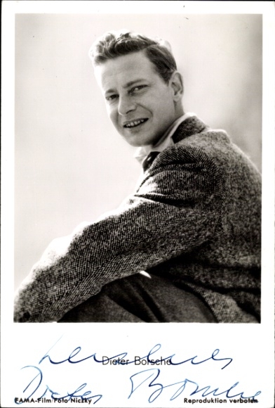 Postcard actor Dieter Borsche, portrait, autograph, jacket, collar, Dr. Holl