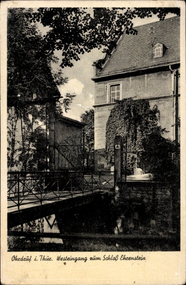 Ak Ohrdruf in Thüringen, Schloss Ehrenstein, Westeingang
