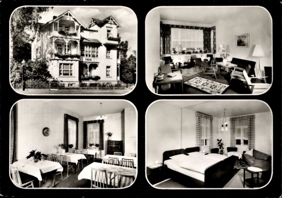 Ak Bad Harzburg am Harz, Haus Freya, Innenräume, Wohnzimmer, Esszimmer, Schlafzimmer