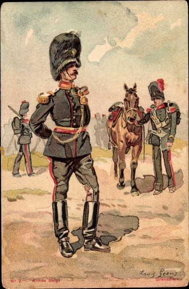 Artist Postcard Geens, Louis, Belgian Soldiers, Grenadiers