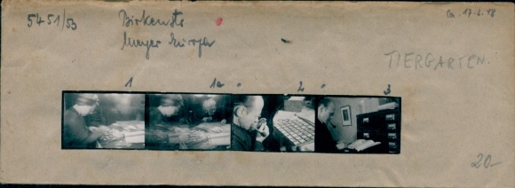 Contact print photos Berlin Tiergarten, Meyer Europa office, Birkenstraße, 4 photos approx. 4x2 cm
