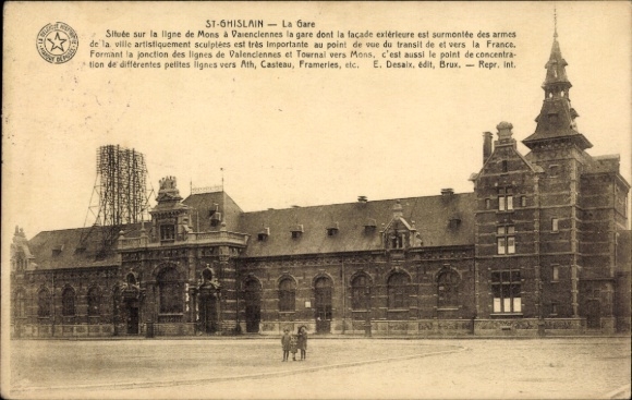 Postcard Saint Ghislain Wallonia Hainaut, view of the train station