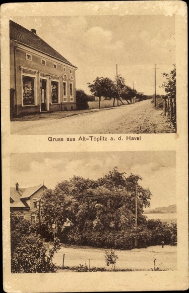 Ak Alt Töplitz Werder an der Havel, Straßenansicht, Geschäft
