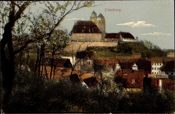 Ak Eilenburg an der Mulde, Blick über die Stadt zur Burg