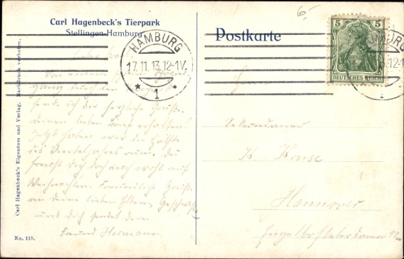 Postcard Hamburg Eimsbüttel Stellingen, Carl Hagenbeck's Zoo, dinosaur, replica, Diplodocus