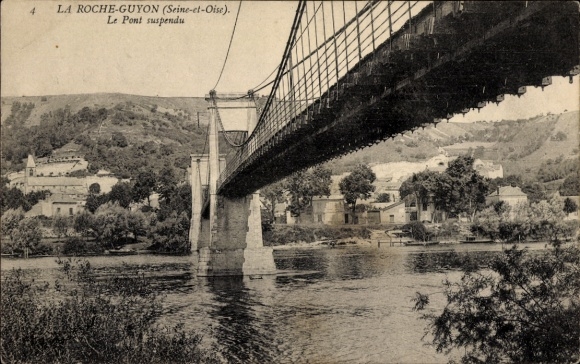 Ak La Roche Guyon Val d'Oise, Hängebrücke