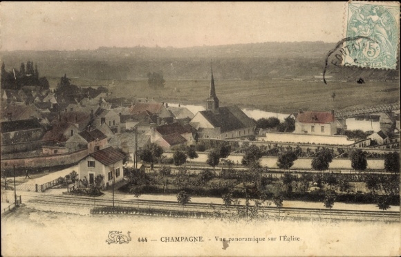 Obraz Champagne sur Seine Seine et Marne, Panorama, Kościół