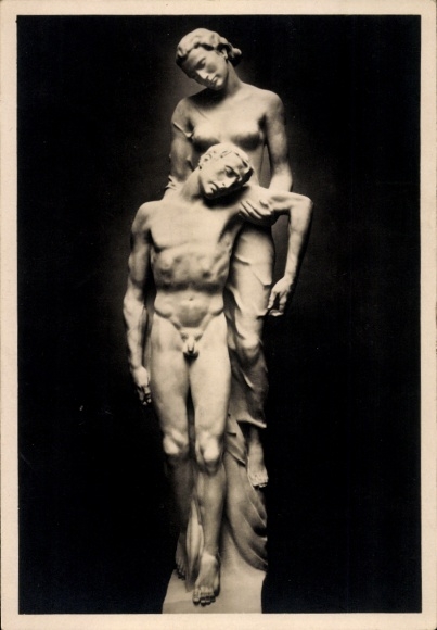 Ak Plastik von Josef Thorak, Letzter Flug, HDK 414, Körperstudie, Photo Hoffmann