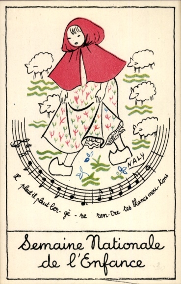 Song Artist Postcard Naly, National Children's Week, Girl, Sheep
