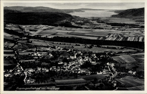Ak Orsingen Nenzingen Baden Württemberg, luchtfoto van brede velden, heuvelachtig landschap, Kla