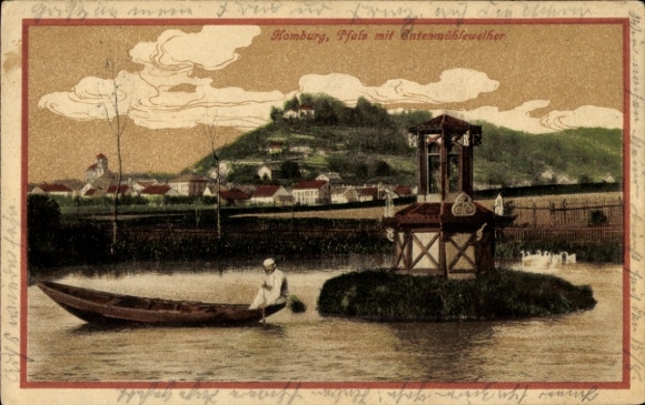 Postcard Homburg in the Palatinate Saarland, Entenmühleweiher