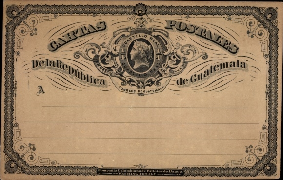 Postal Card Postcard Guatemala, Postal Letters of the Republic of Guatemala
