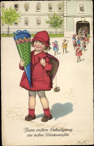 Artist PC Baumgarten, Fritz, congratulations on starting school, children with sugar cones