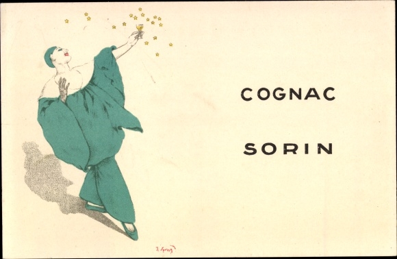Artist PC Cognac Sorin, Harlequin, Green Costume, Advertisement