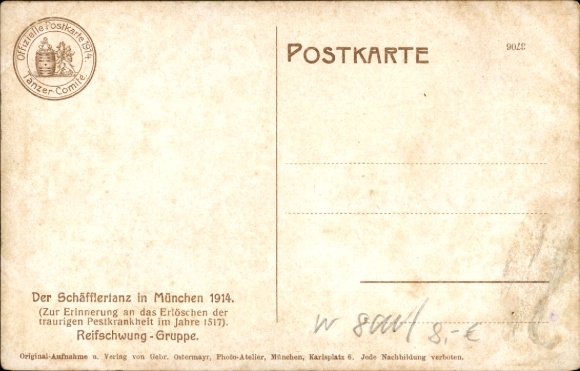 Postcard Munich Bavaria, Schäfflertanz 1914, Reifschwung Troop