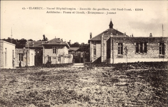 Ak Ak Clamecy Nièvre, Yonne, Kanal, Nouvel Hôpital-hospice, Ensemble des pavillons, Architectes: 