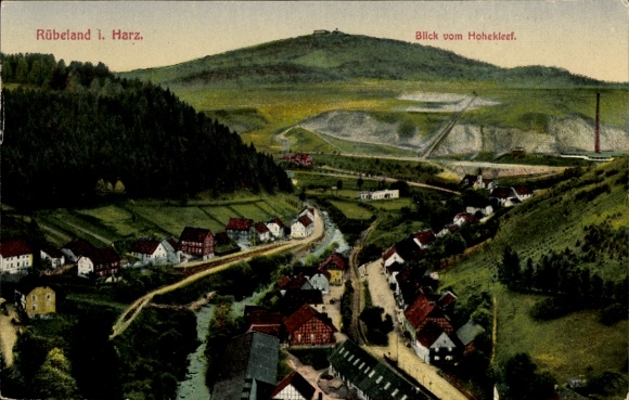 Postcard Rübeland Oberharz am Brocken, city panorama from Hohekleef, mountains