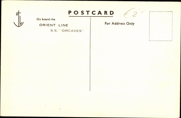 Ak stoomboot RMS Orcades van de Orient Line op zee