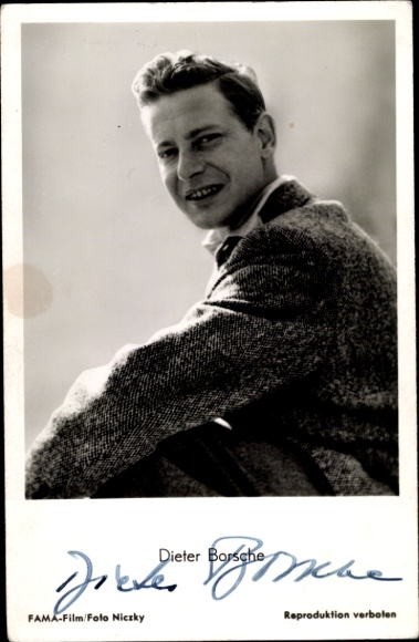 Postcard actor Dieter Borsche, portrait, autograph, jacket, collar, Dr. Holl