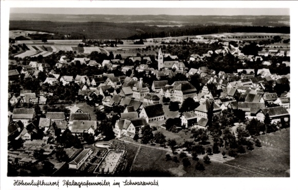 Postcard Pfalzgrafenweiler in the Black Forest Württemberg, aerial photograph