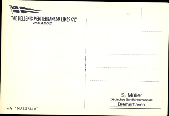 KP artystyczna Parowiec Massalia na morzu, Hellenic Lines
