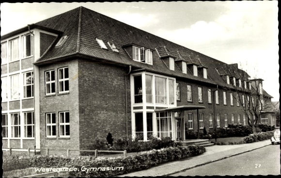 Postcard Westerstede in the Ammerland district, seen the high school from the street