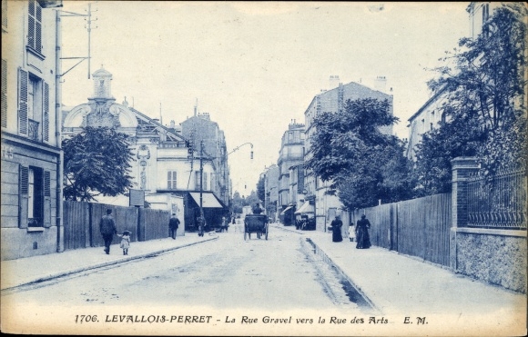Postcard Levallois Perret Hauts de Seine, Rue Gravel towards Rue des Arts