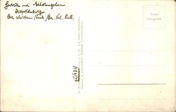 Postcard Ochsenwang Bissingen an der Teck, Randecker Maar, Breitenstein, aerial photograph