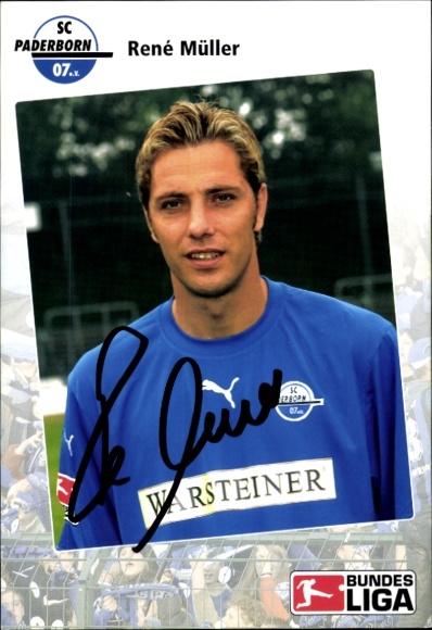 Autograph card footballer René Müller, SC Paderborn 07, autograph