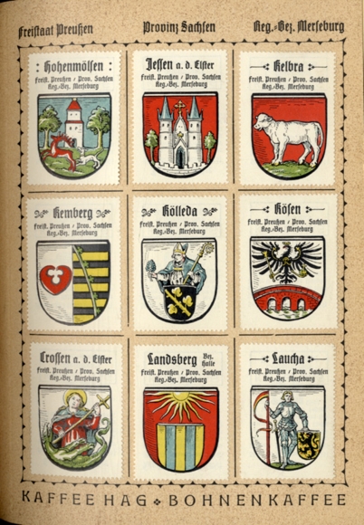 German coat of arms collector&#39;s picture album Kaffee HAG Handelsgesellschaft, Bremen around 1930